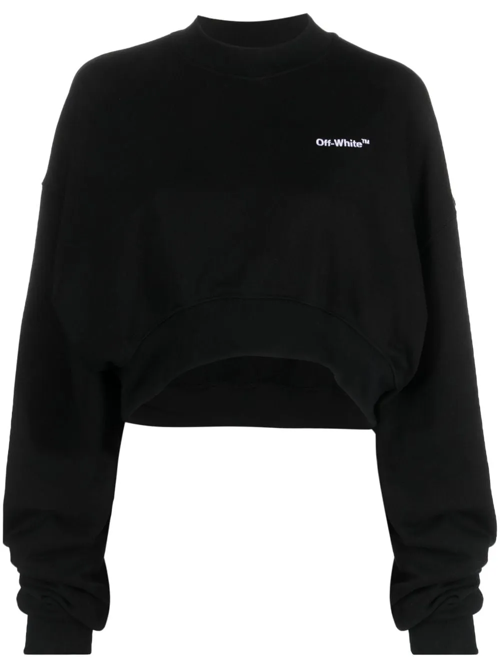 Off-white For All Helv Crop Over Crew In Black White