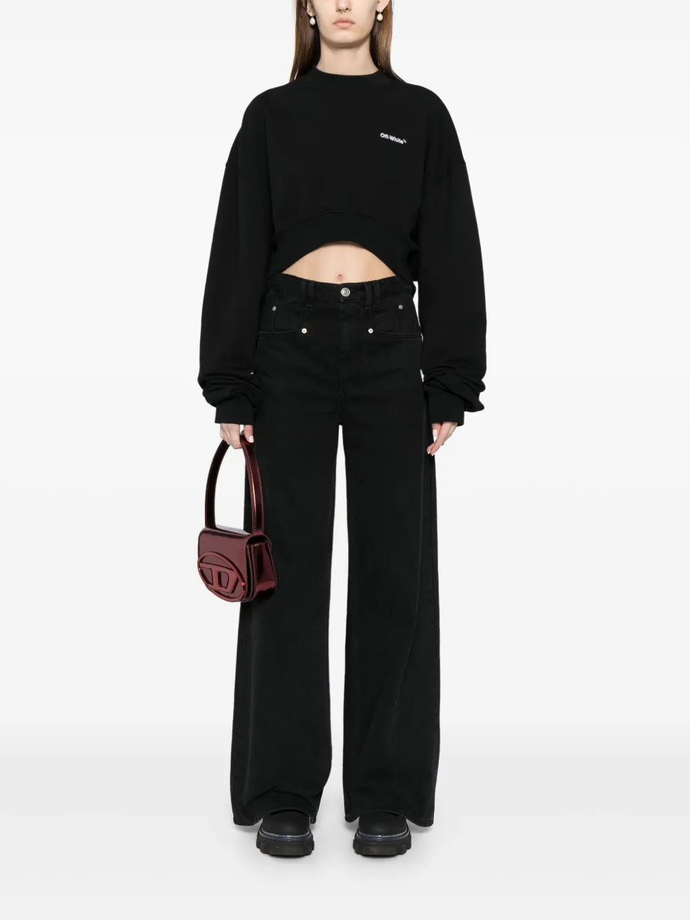 Off-White Sweater met logoprint Zwart