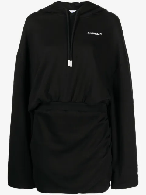 Off-White logo-embroidered cotton hoodie