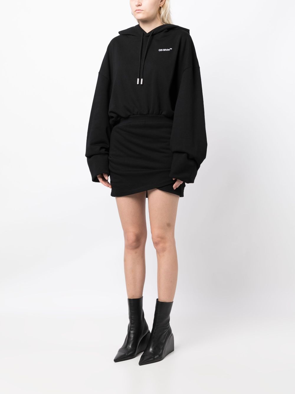 Off White Logo Embroidered Cotton Hoodie Black Farfetch Uk 2444