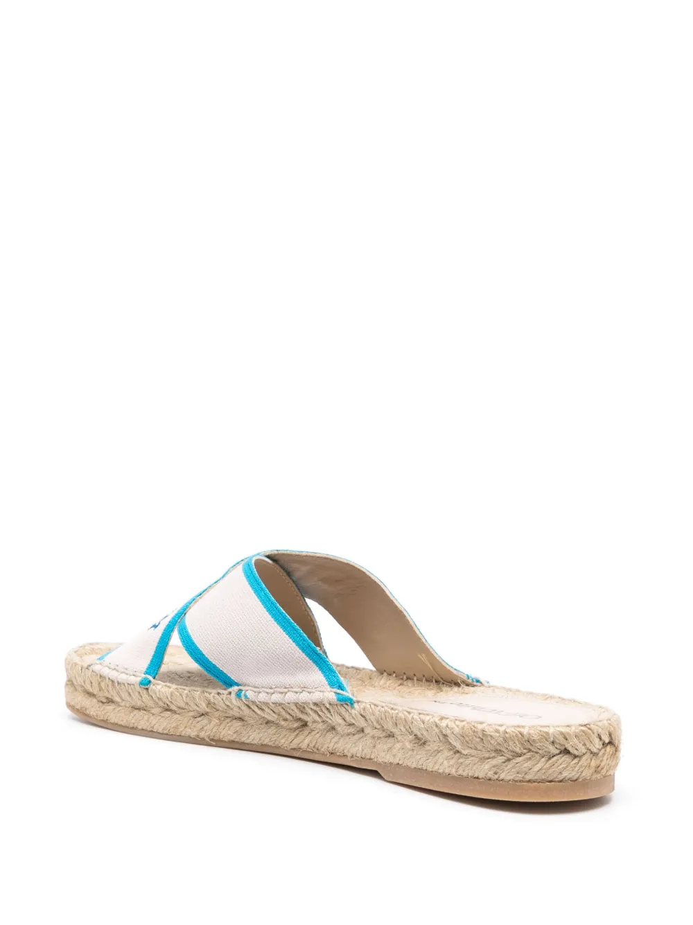 Off-white Logo-print Crossover Espadrilles In Nude Blue