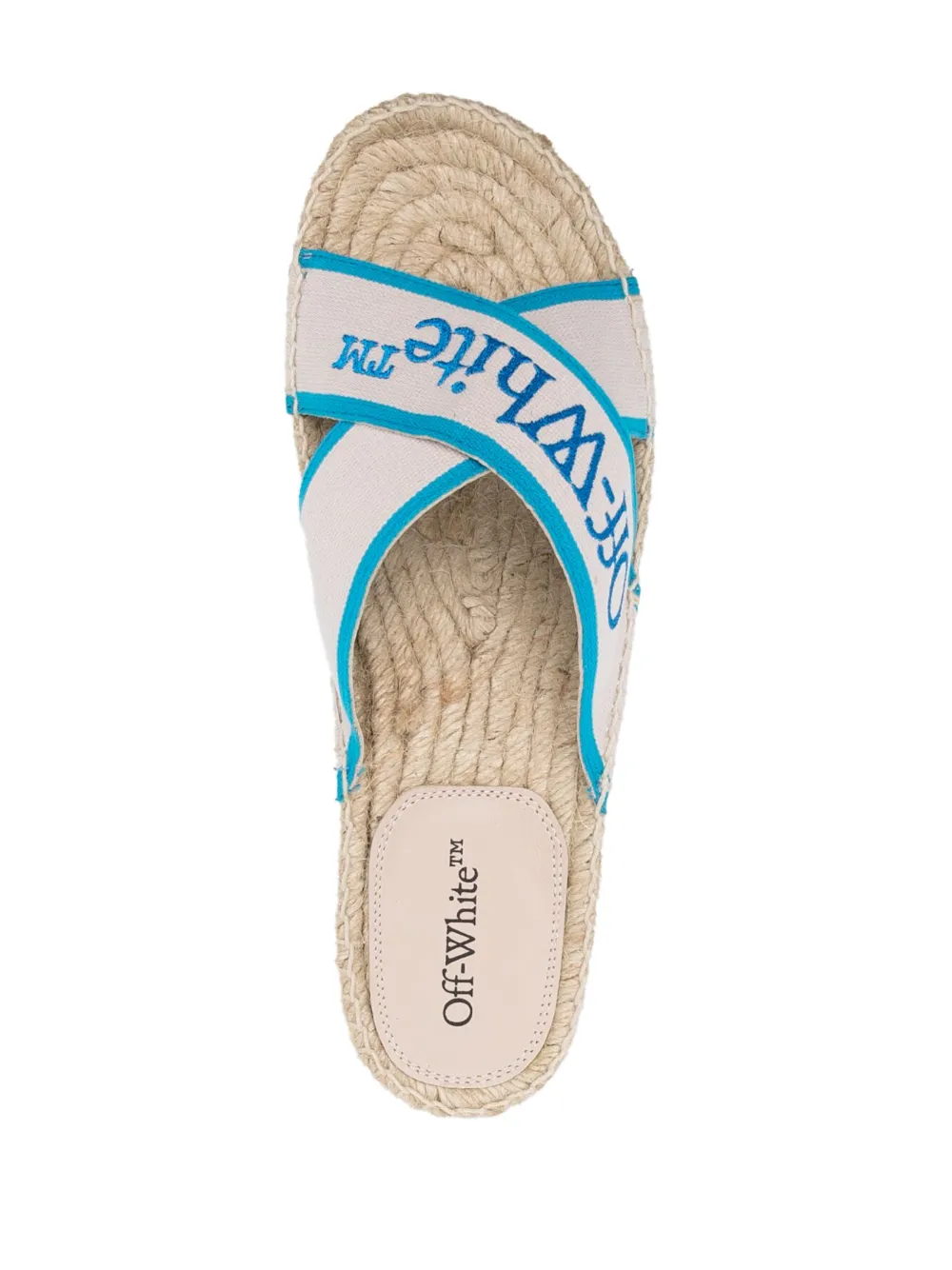 Off-white Logo-print Crossover Espadrilles In Nude Blue