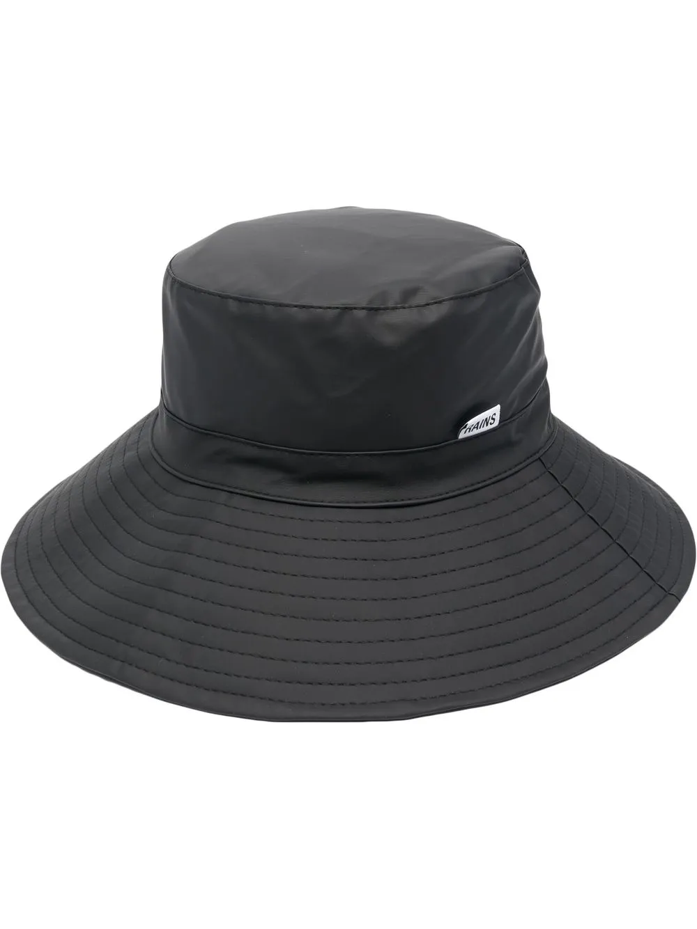 

Rains logo-patch wide-brim bucket hat - Black