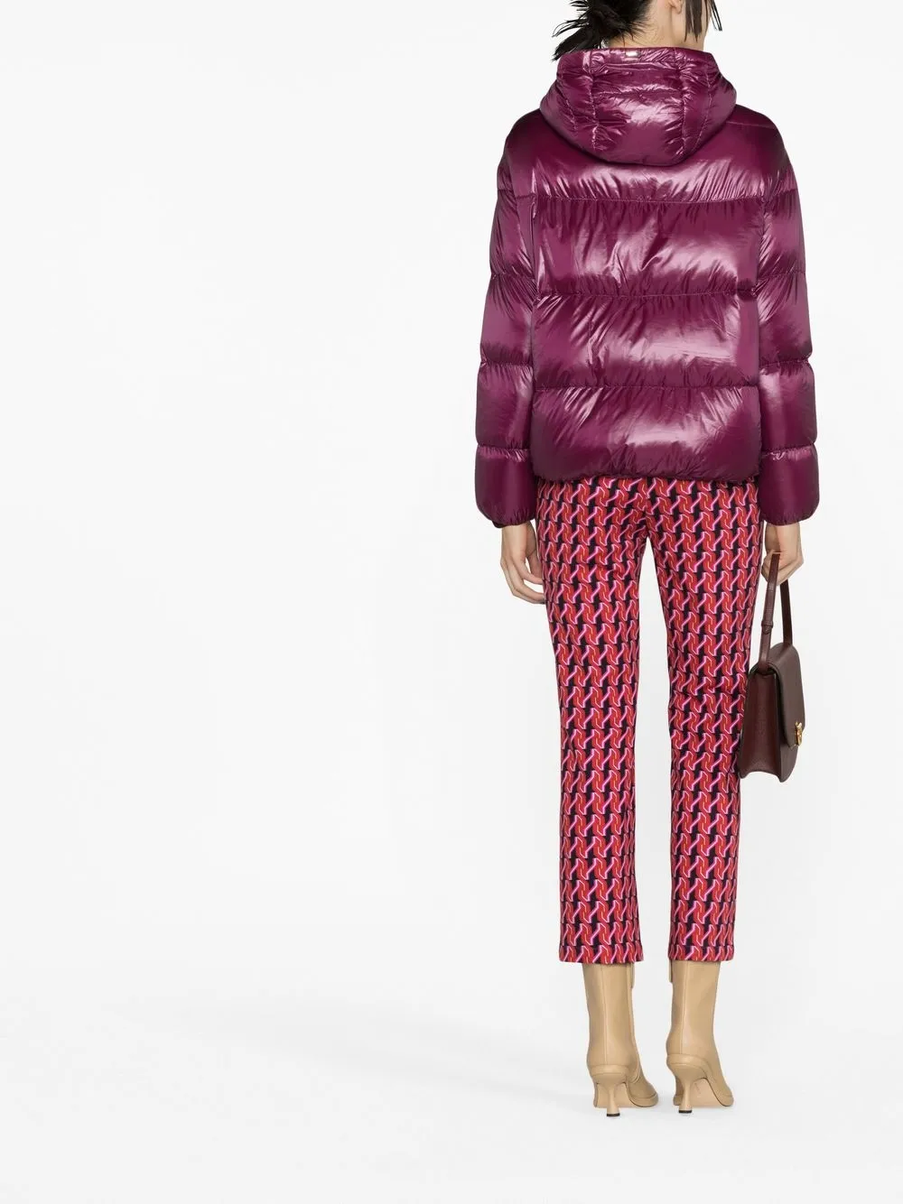 Herno Quilted Short Hooded Puffer Jacket In Purple