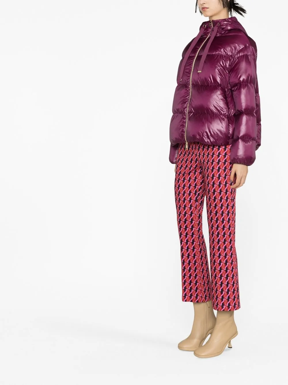 Herno Quilted Short Hooded Puffer Jacket In Purple