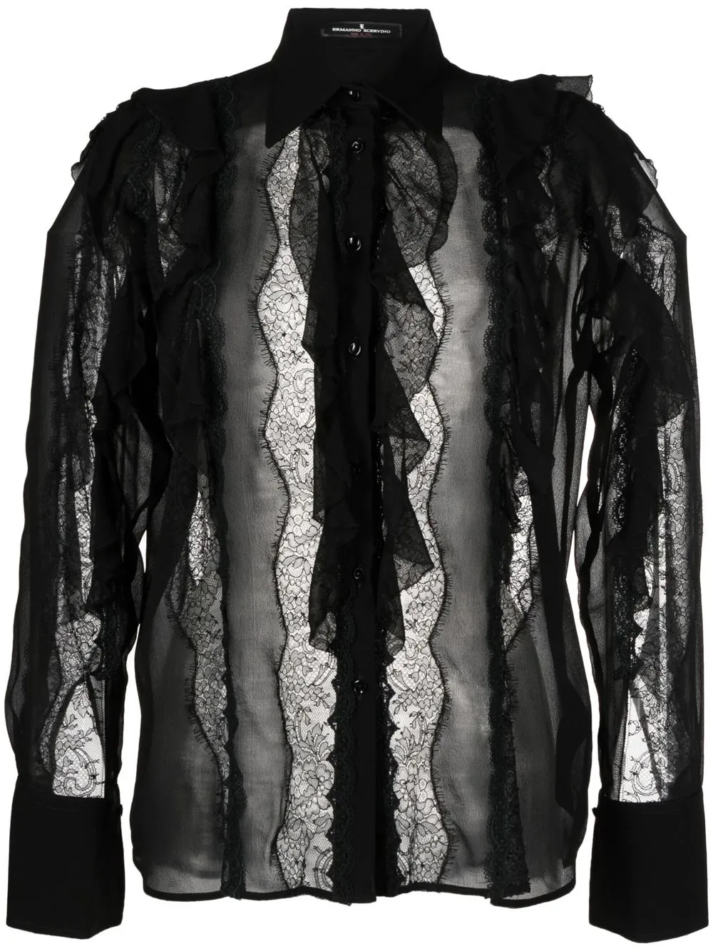 

Ermanno Scervino lace-detail sheer blouse - Black