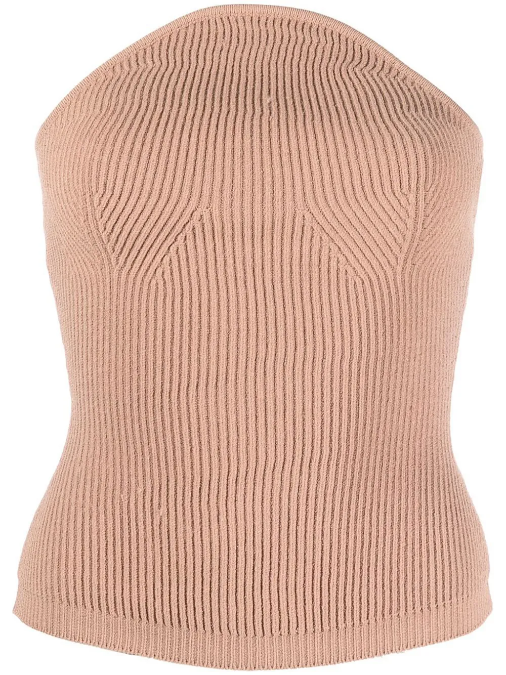Khaite Jericho Strapless Ribbed-knit Top In Neutrals