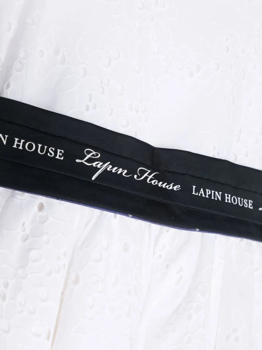 Lapin House Logo-tape Broderie Anglaise Dress In White