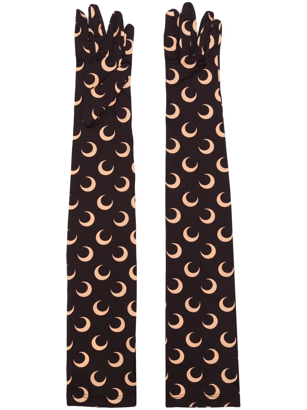

Marine Serre crescent moon-print long gloves - Brown