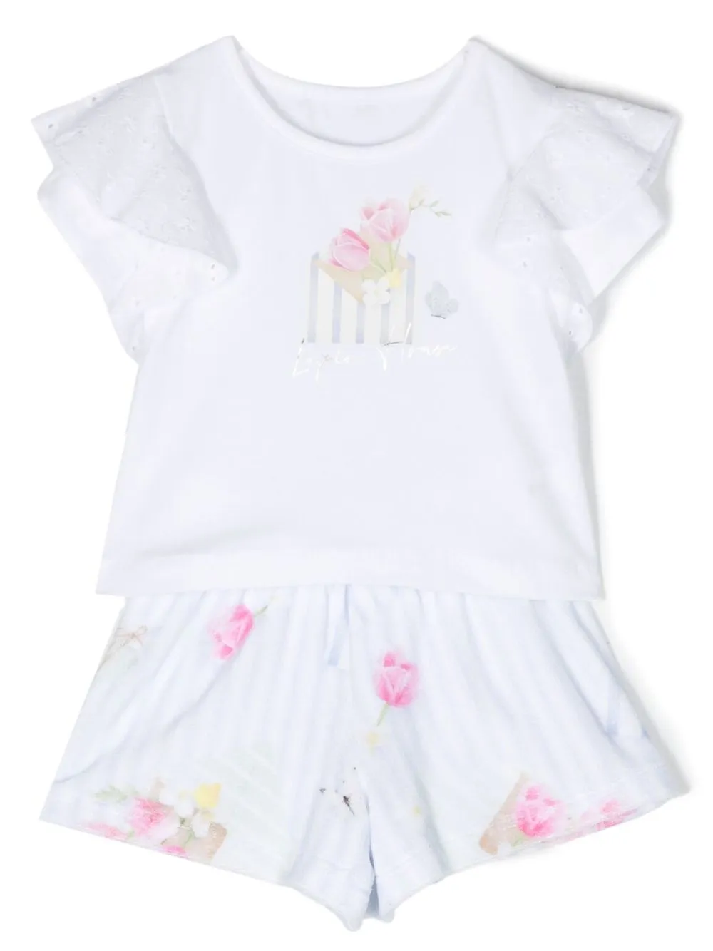 

Lapin House floral-print cotton short set - White