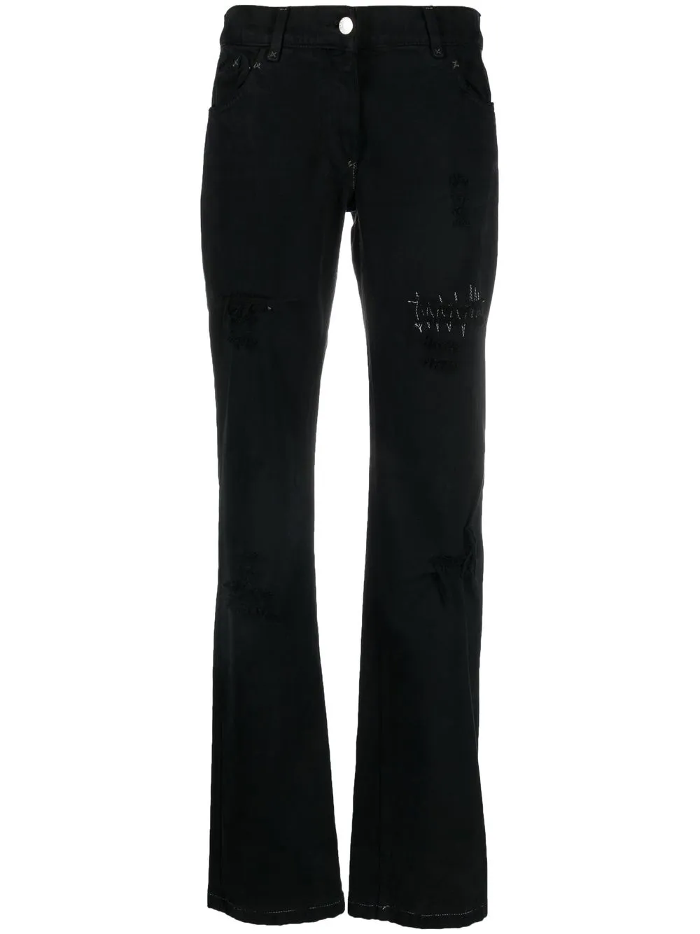 

Dolce & Gabbana Pre-Owned 2000s stitch-detailed distressed trousers - Black