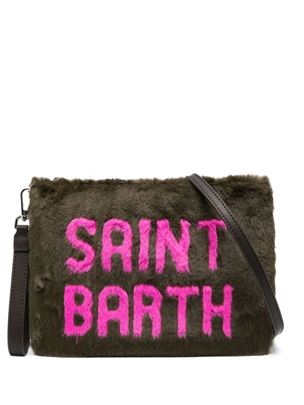 

MC2 Saint Barth logo-print faux-fur crossbody bag - Green