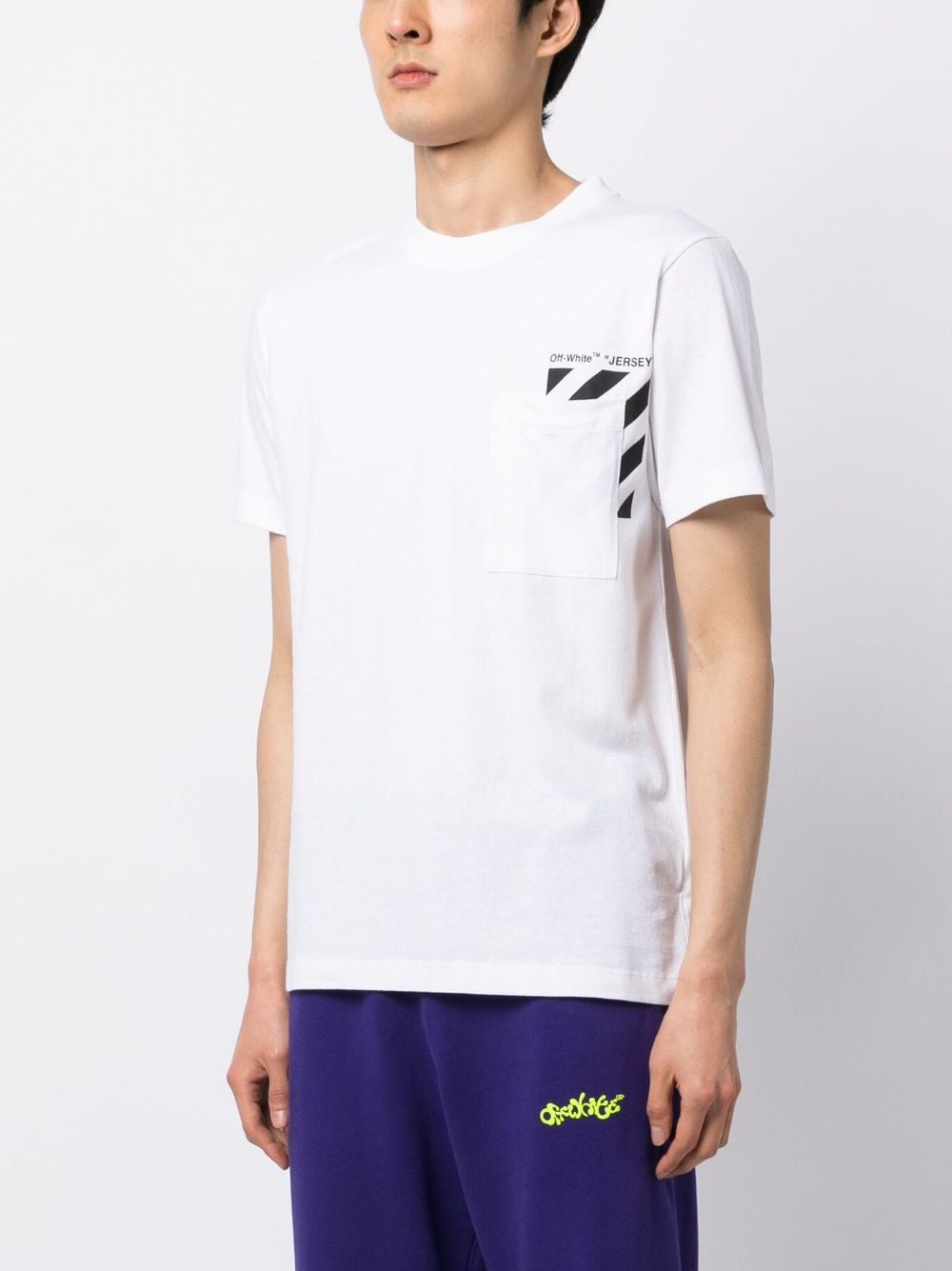 T-shirt Cotton Farfetch Off-White Diag-stripe -