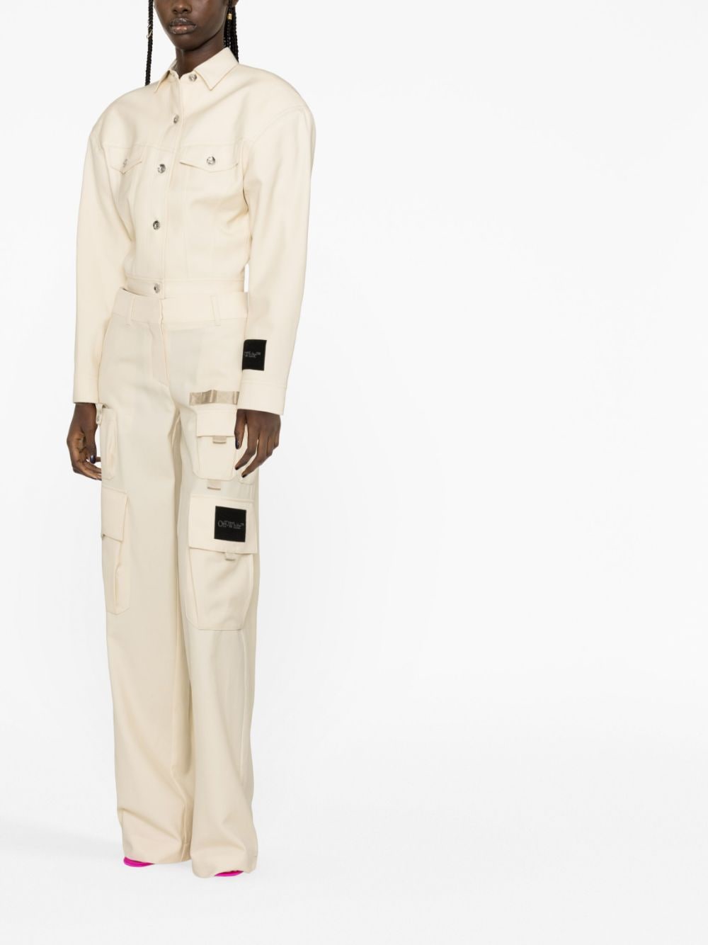Shop Off-white Toybox Wide-leg Cargo Trousers In Sand No Color