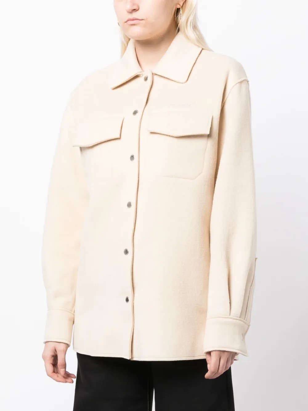  Off-white Embroidered-logo Shirt Jacket - Neutrals 