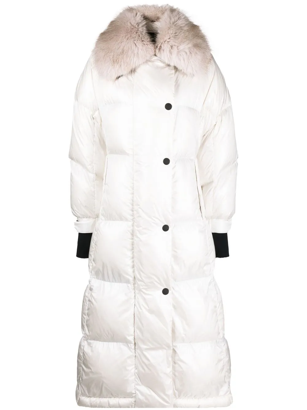 Shop Moncler Chamoille Long Down Coat In White