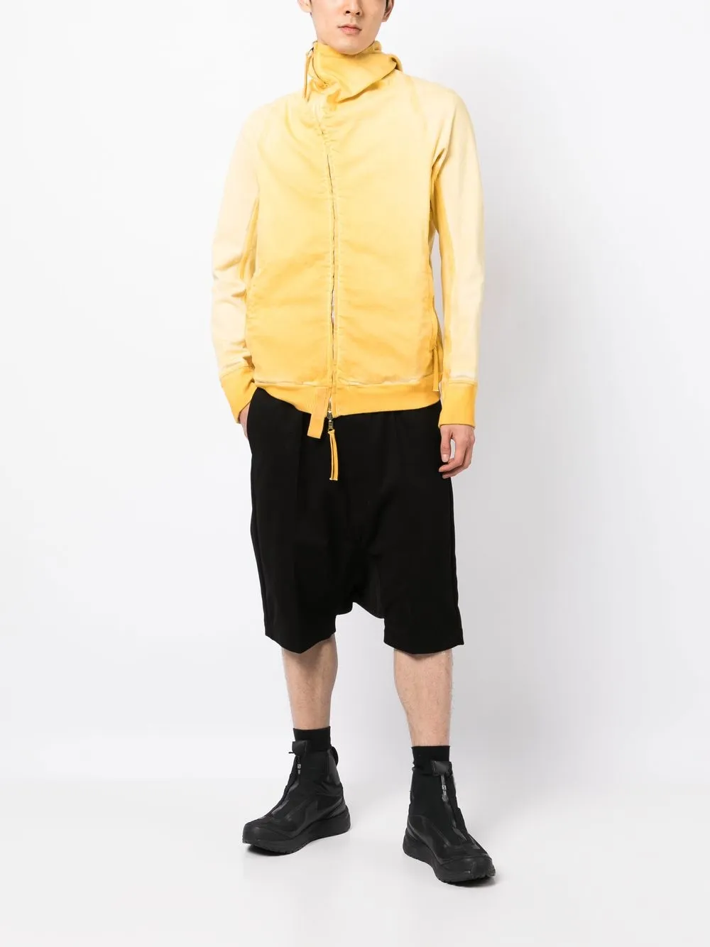 Shop 11 By Boris Bidjan Saberi Off-centre Zip-fastening Hoodie In Yellow