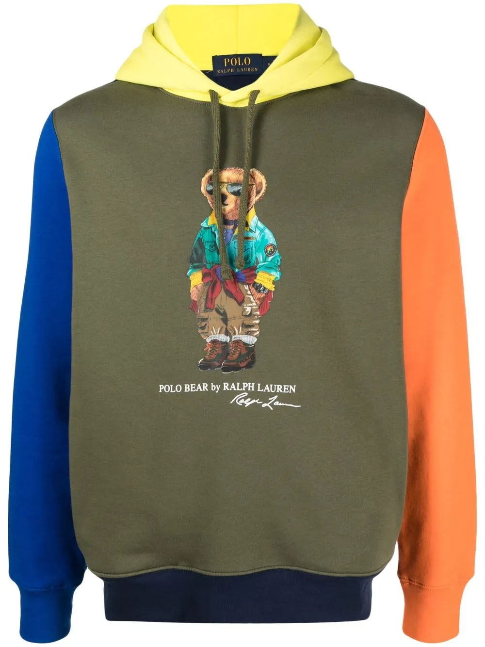 POLO RALPH LAUREN POLO BEAR COLOR-BLOCKED FLEECE HOODIE, White Men's  Hooded Sweatshirt