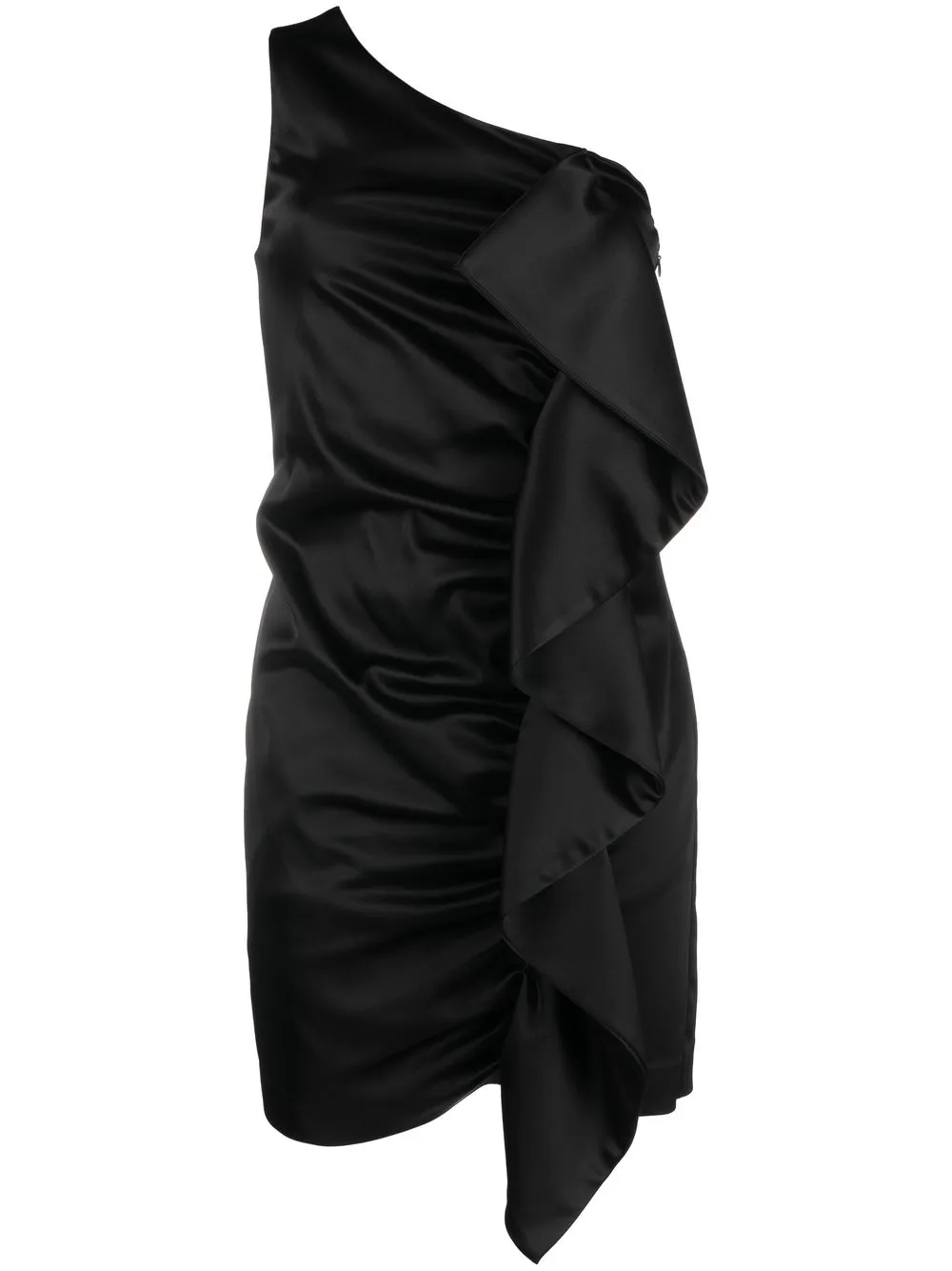 

P.A.R.O.S.H. one-shoulder ruffled mini-dress - Black