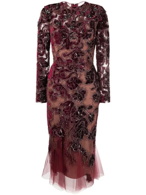 Marchesa embroidered sequinned dress