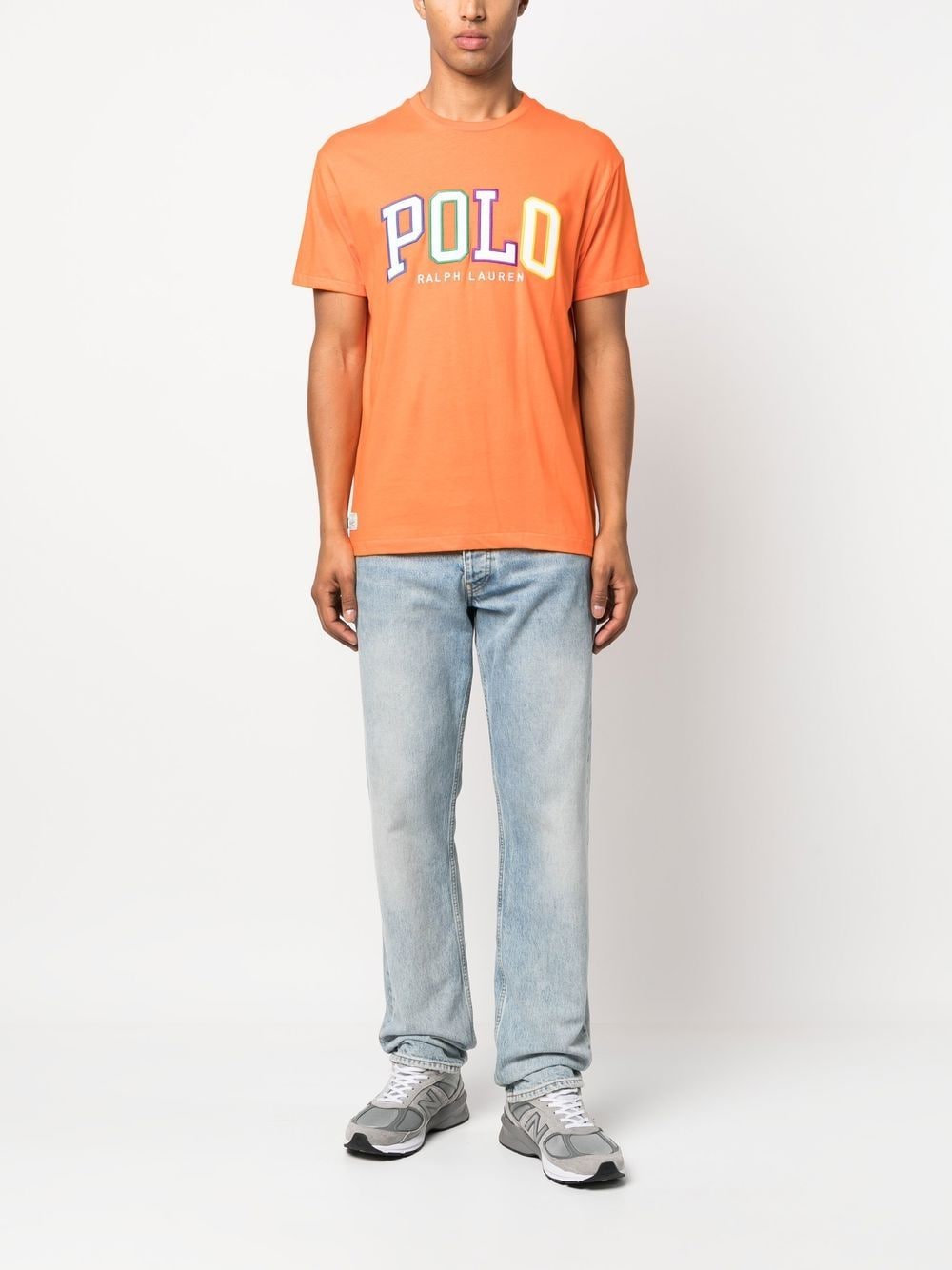 Shop Polo Ralph Lauren Logo Appliqué T-shirt In Orange