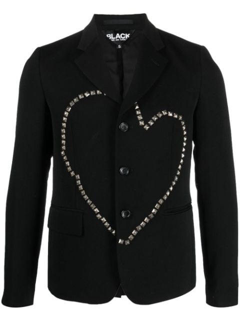 Black Comme Des Garçons heart stud embellished wool jacket
