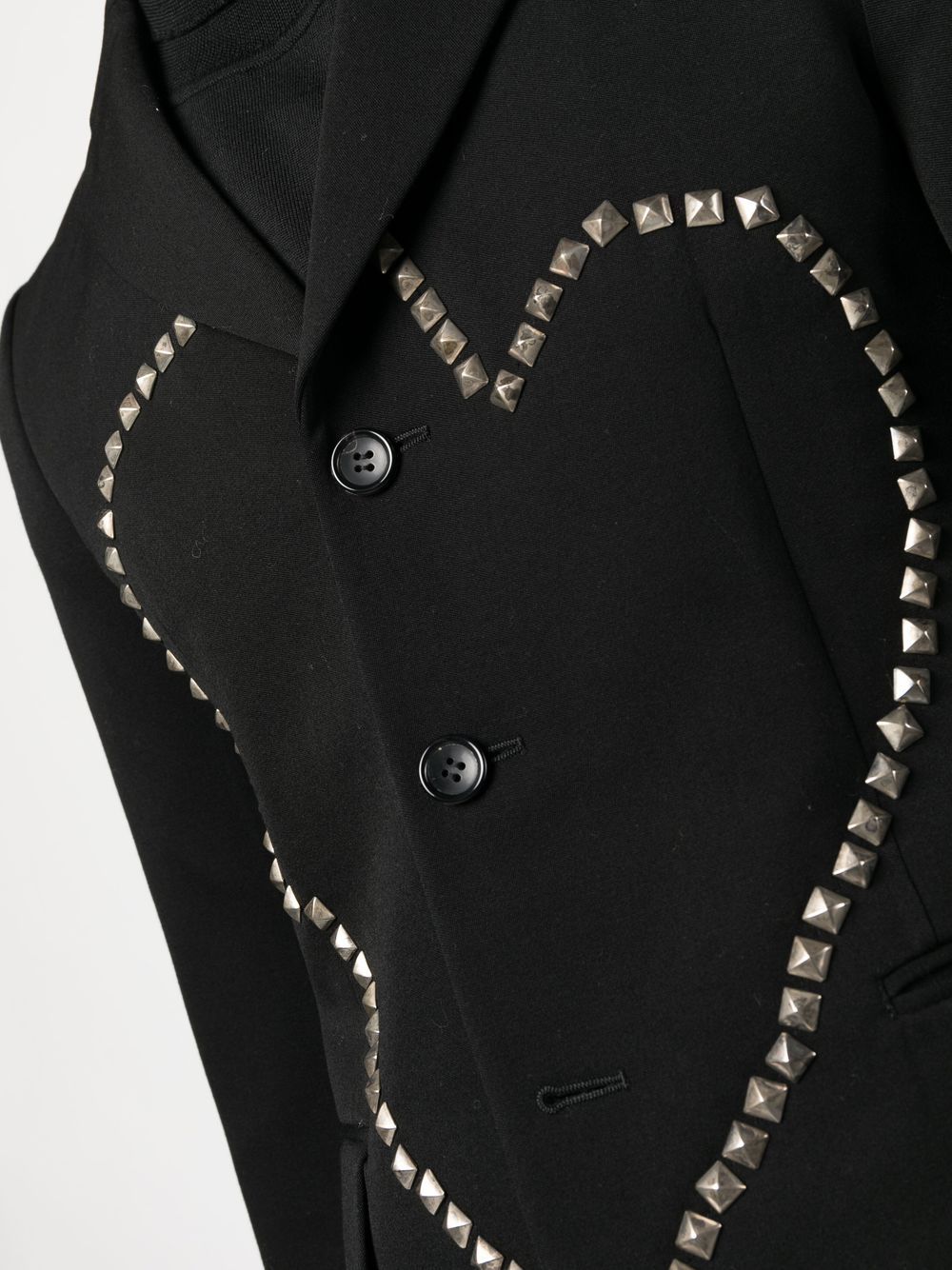 Black Comme Des Garcons heart stud embellished wool jacket Men