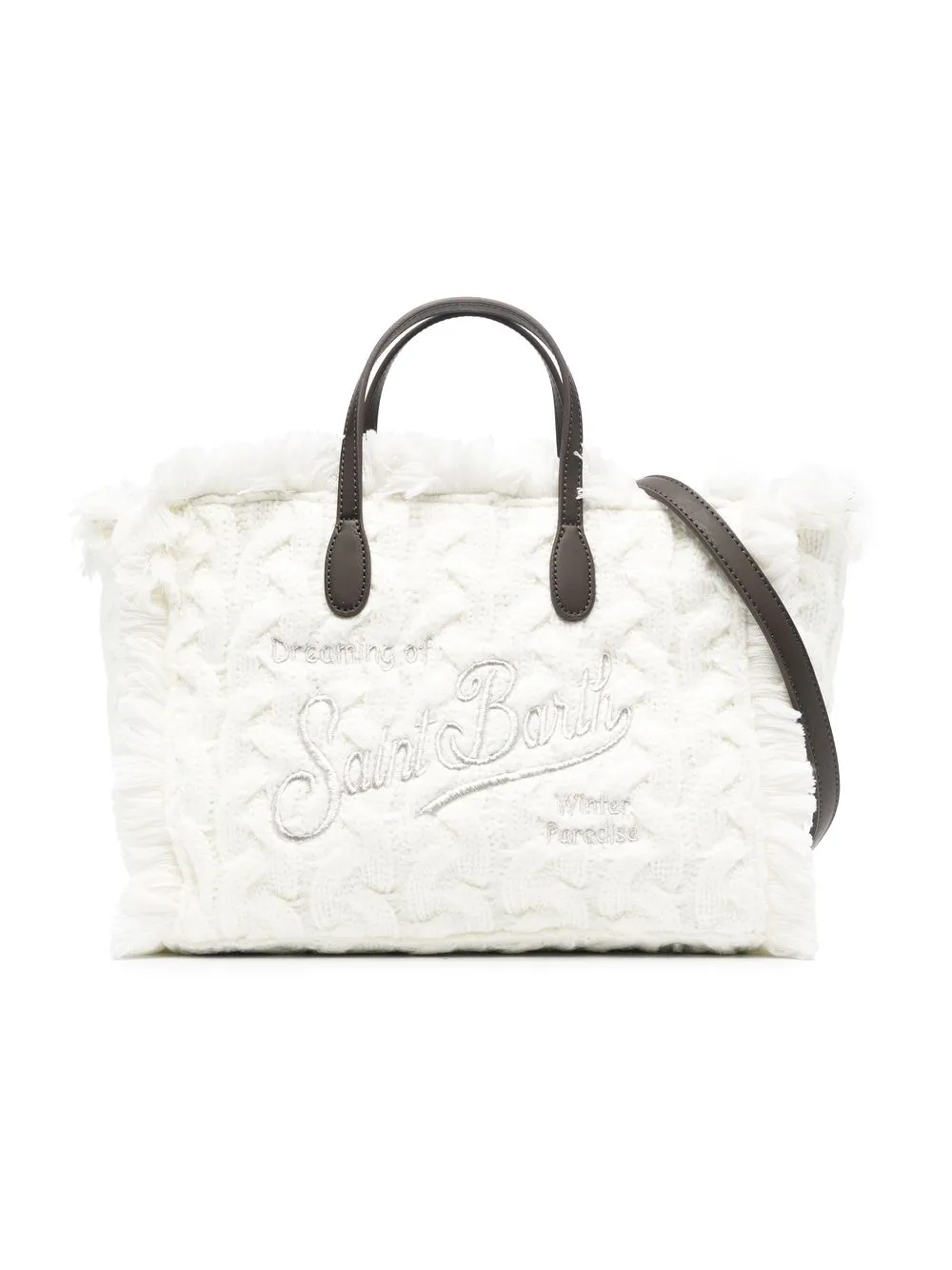 

MC2 Saint Barth Kids Colette cable-knit tote bag - White