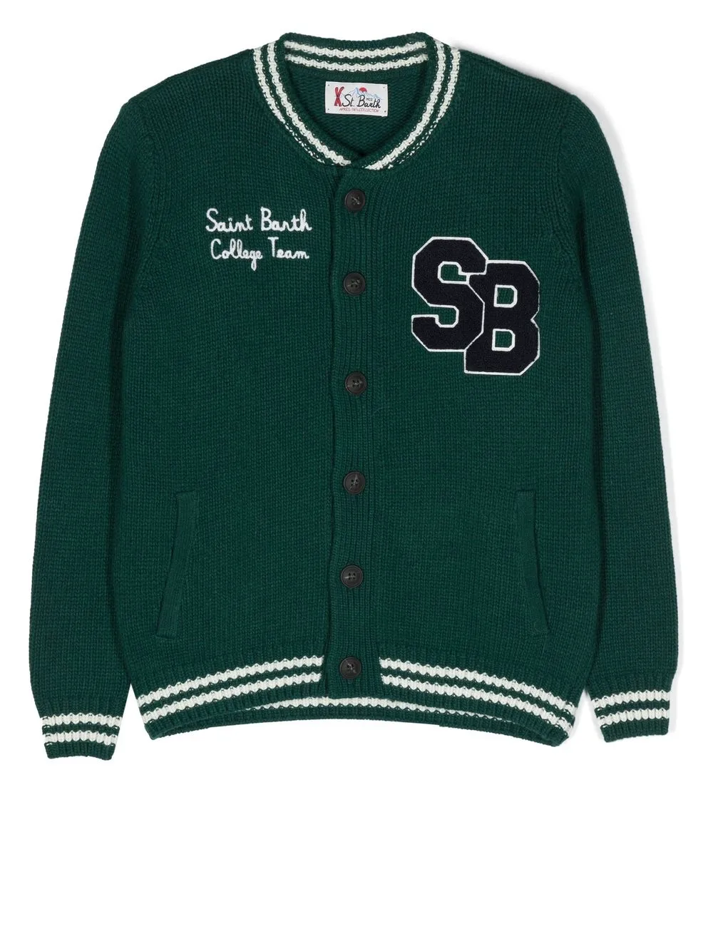 

MC2 Saint Barth Kids logo-patch knit bomber-cardigan - Green