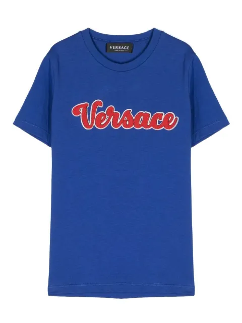 Versace Kids flocked-logo cotton T-shirt