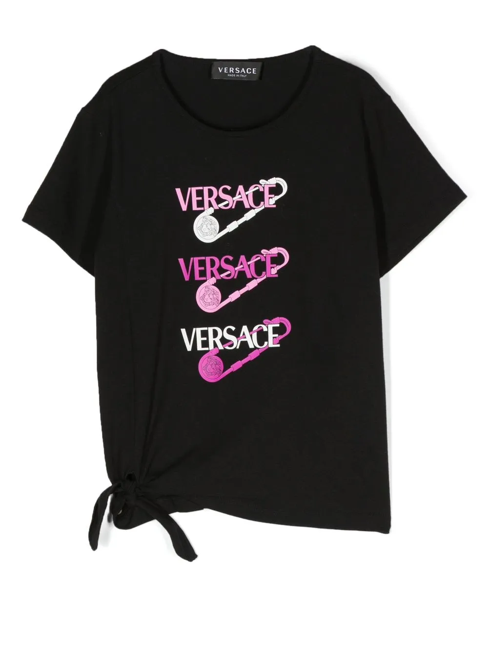 

Versace Kids Safety Pin-logo cotton T-shirt - Black