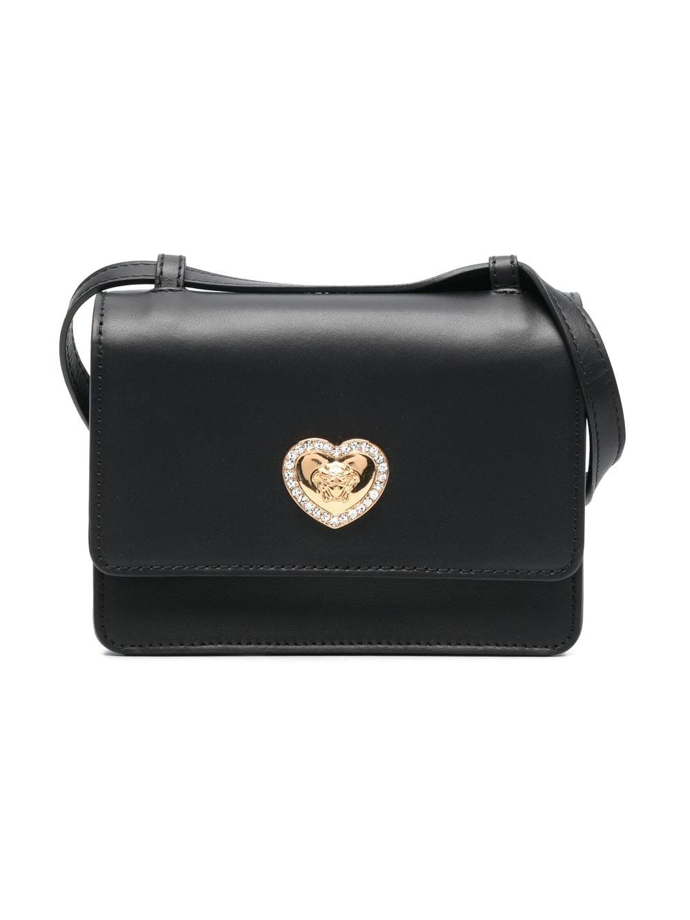 Shop Versace Heart Medusa Crossbody Bag In 黑色