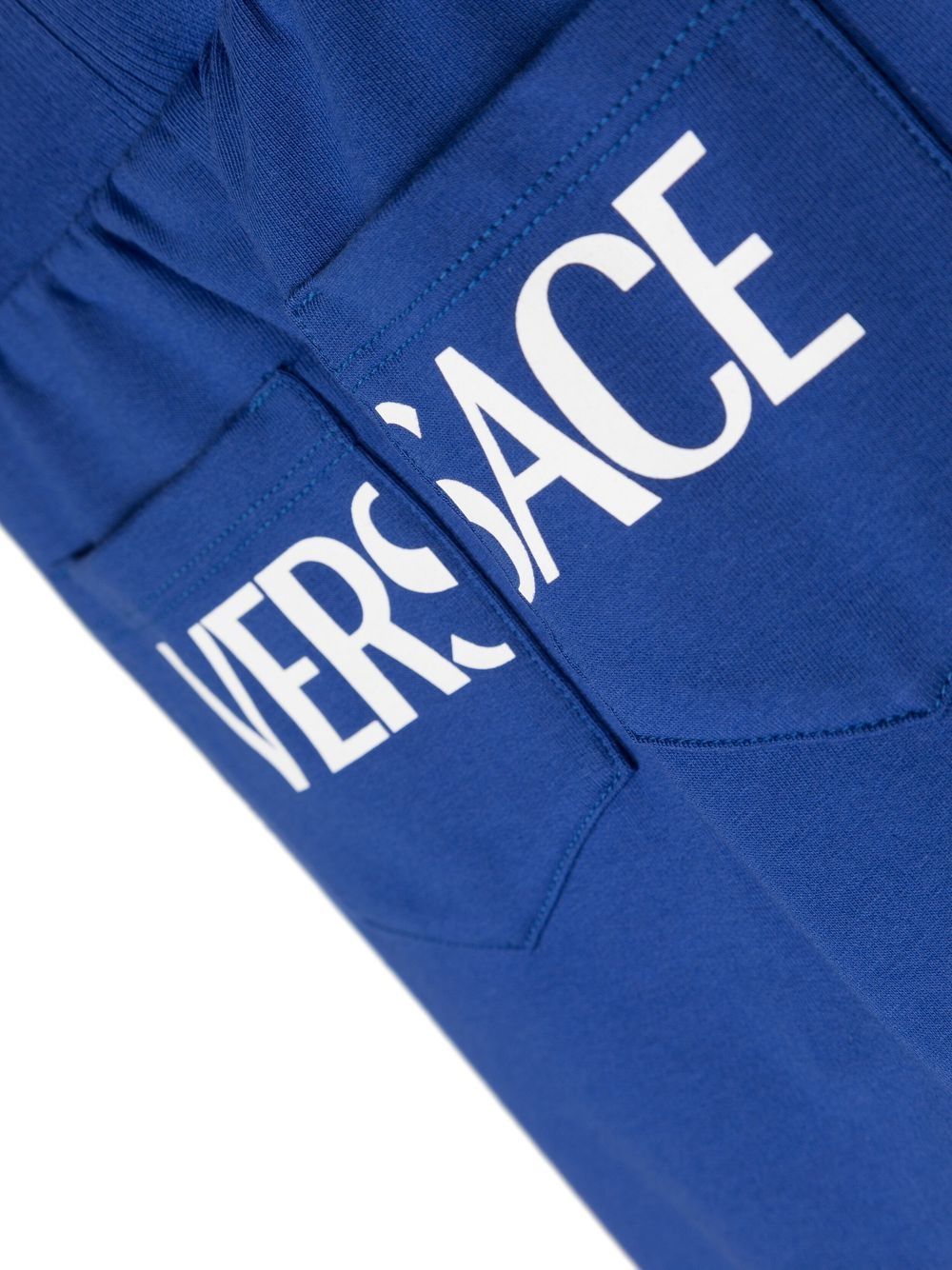 Shop Versace Tapered Greca-print Track Pants In Blue