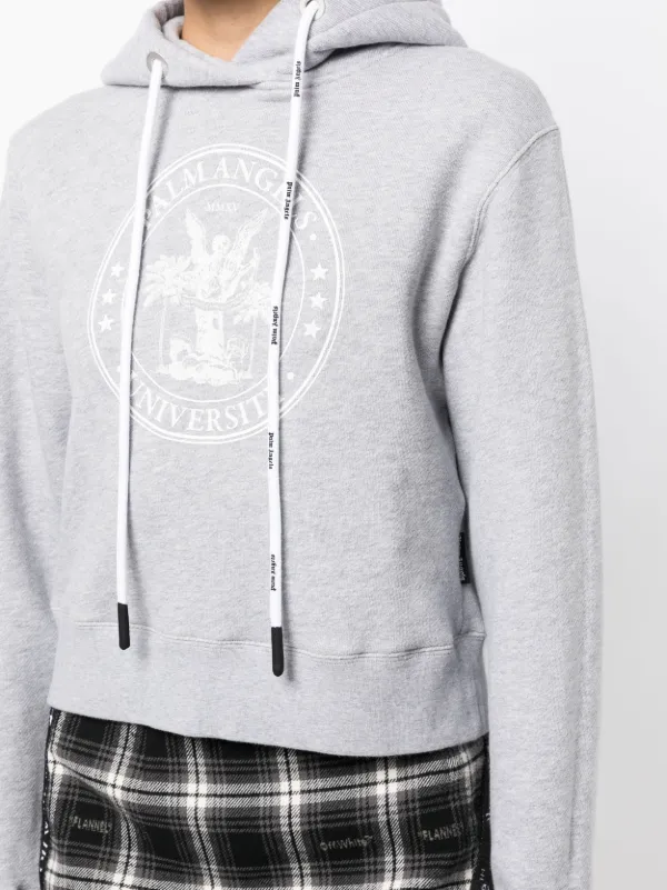 【関税込み】Palm Angels グレー College Logo フーディ Palm Angels College Palm Hoodie | Grey | FARFETCH GE