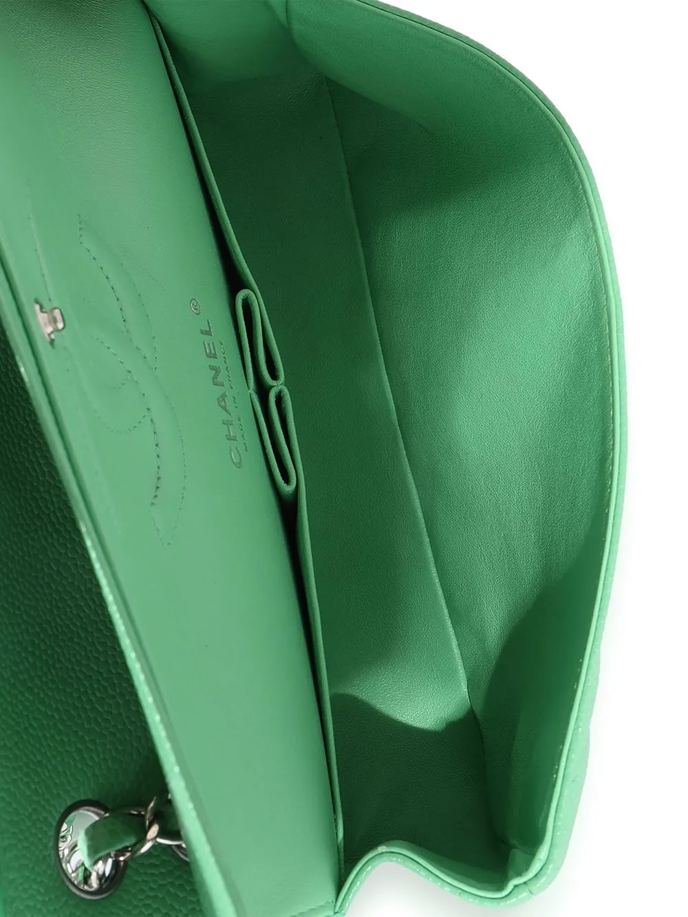 Preowned Chanel Medium Classic Flap Shoulder Bag In Green ModeSens