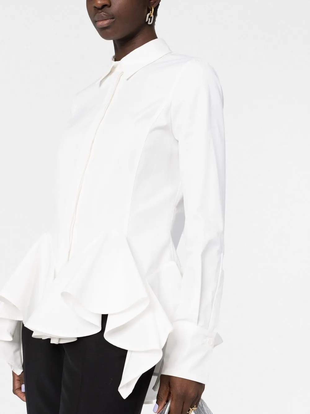 Givenchy Ruffled Peplum-hem Cotton Shirt In White
