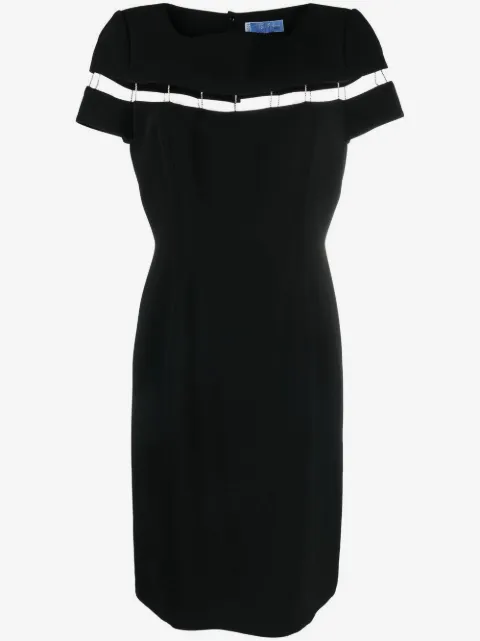 Thierry Mugler Pre-Owned 1990's 스트라이프 디테일 반소매 드레스