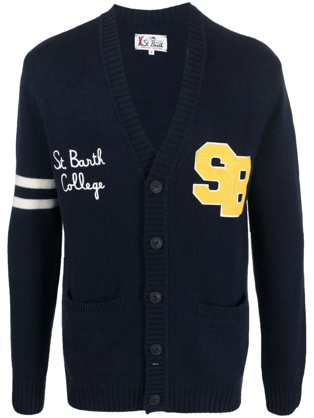 

MC2 Saint Barth logo-patch V-neck cardigan - Blue