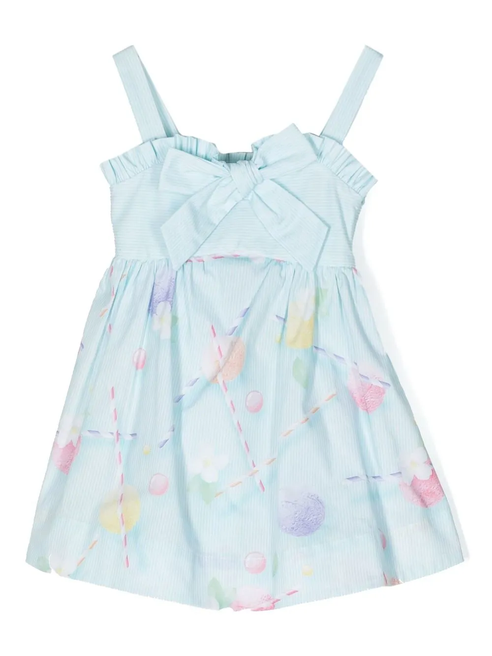 

Lapin House graphic-print bow detail dress - Blue