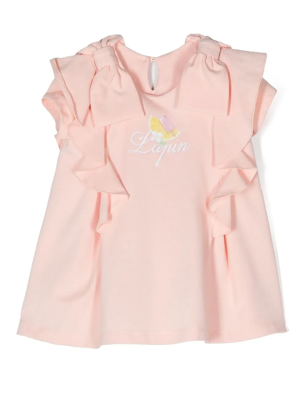 

Lapin House ruffled logo-print dress - Pink