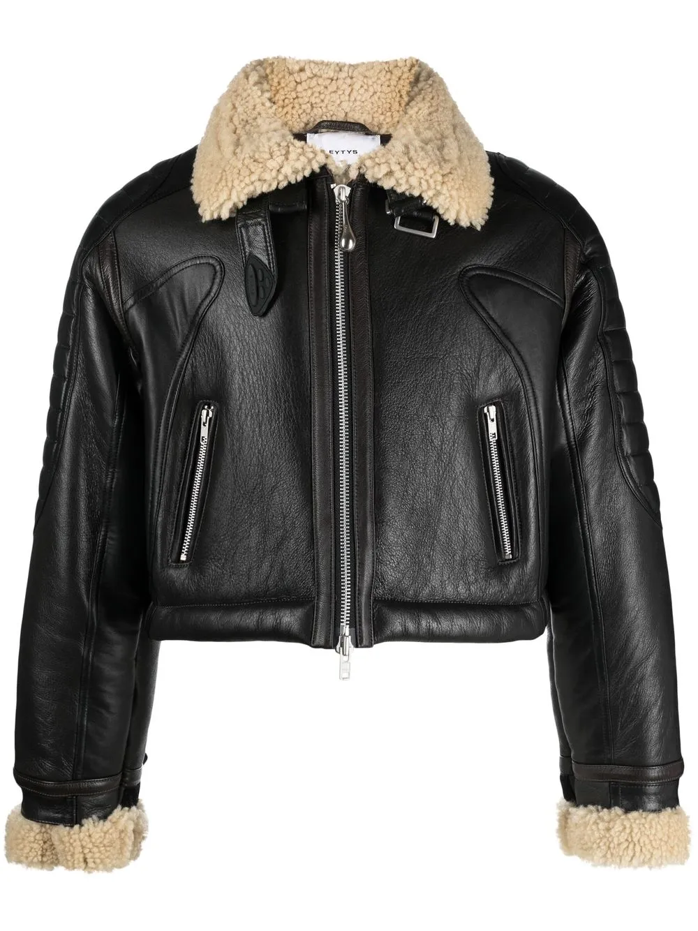 

Eytys Patti shearling leather cropped jacket - Brown