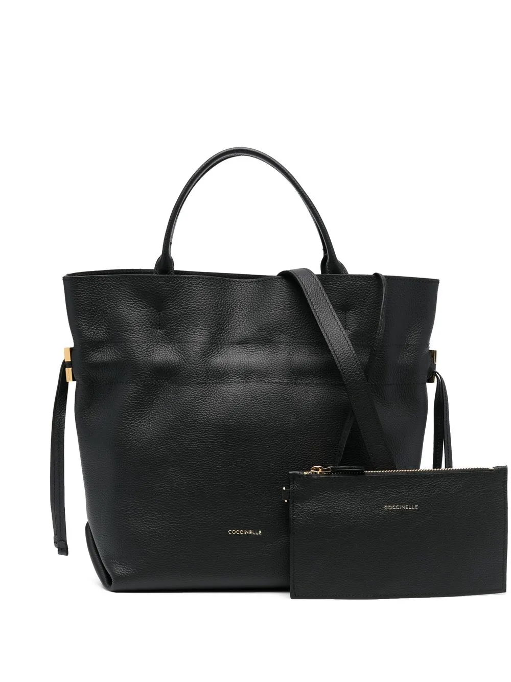 

Coccinelle logo-lettering leather tote bag - Black