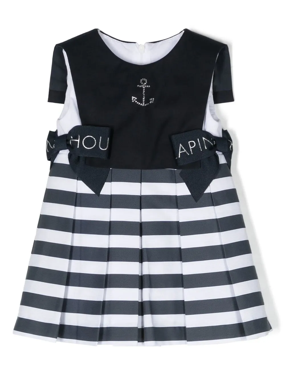 

Lapin House bow-appliqué nautical dress - Blue