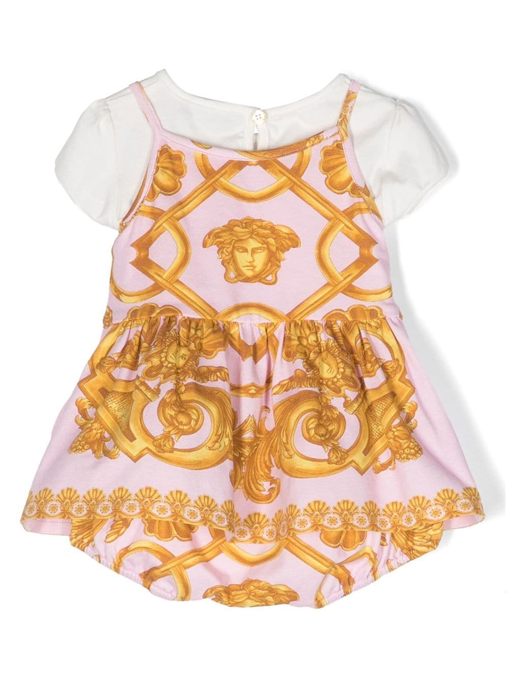 Shop Versace Baroque-print Dress Set In Pink