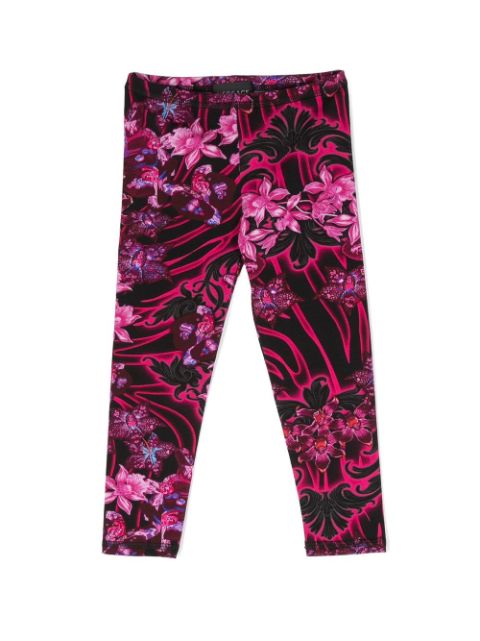 Versace Kids - Barocco orchid-printed leggings