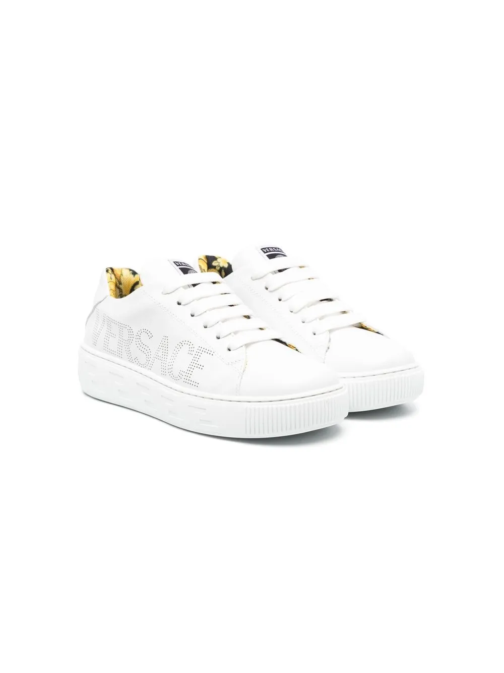 

Versace Kids perforated-logo leather sneakers - White