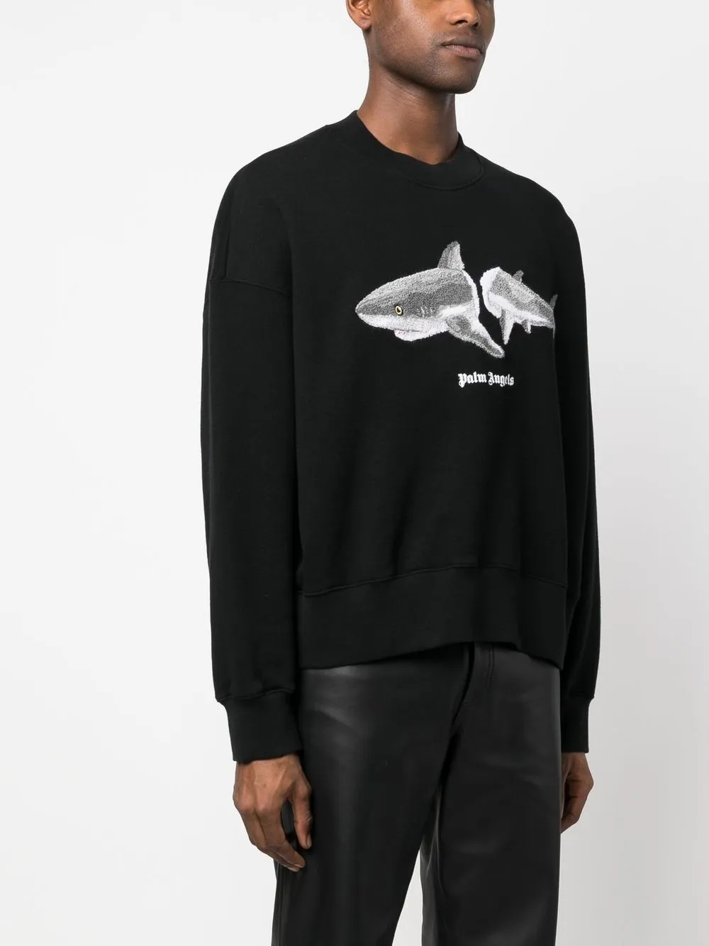 Palm Angels Graphic Print Sweatshirt In Black Grey