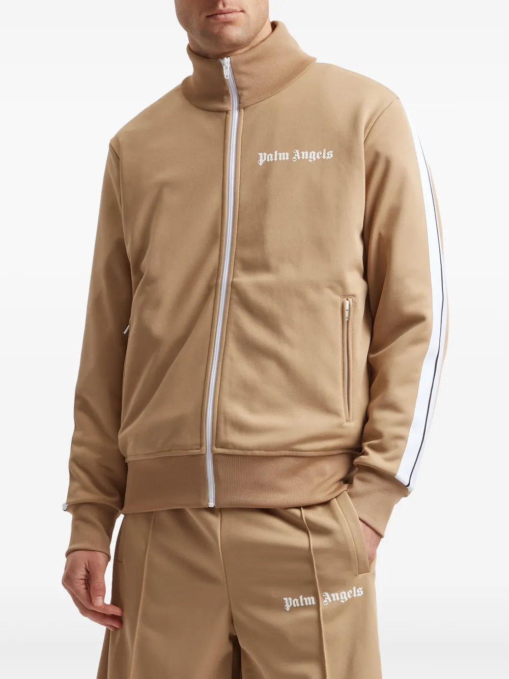 Palm Angels logo-print Track Jacket | Neutrals | FARFETCH