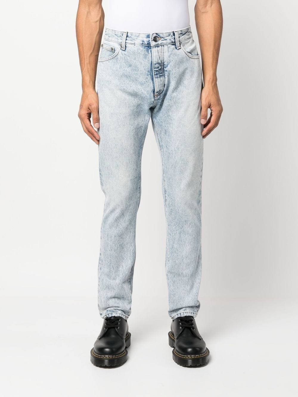 Curvedlogo Wash Denim Pants in blue - Palm Angels® Official