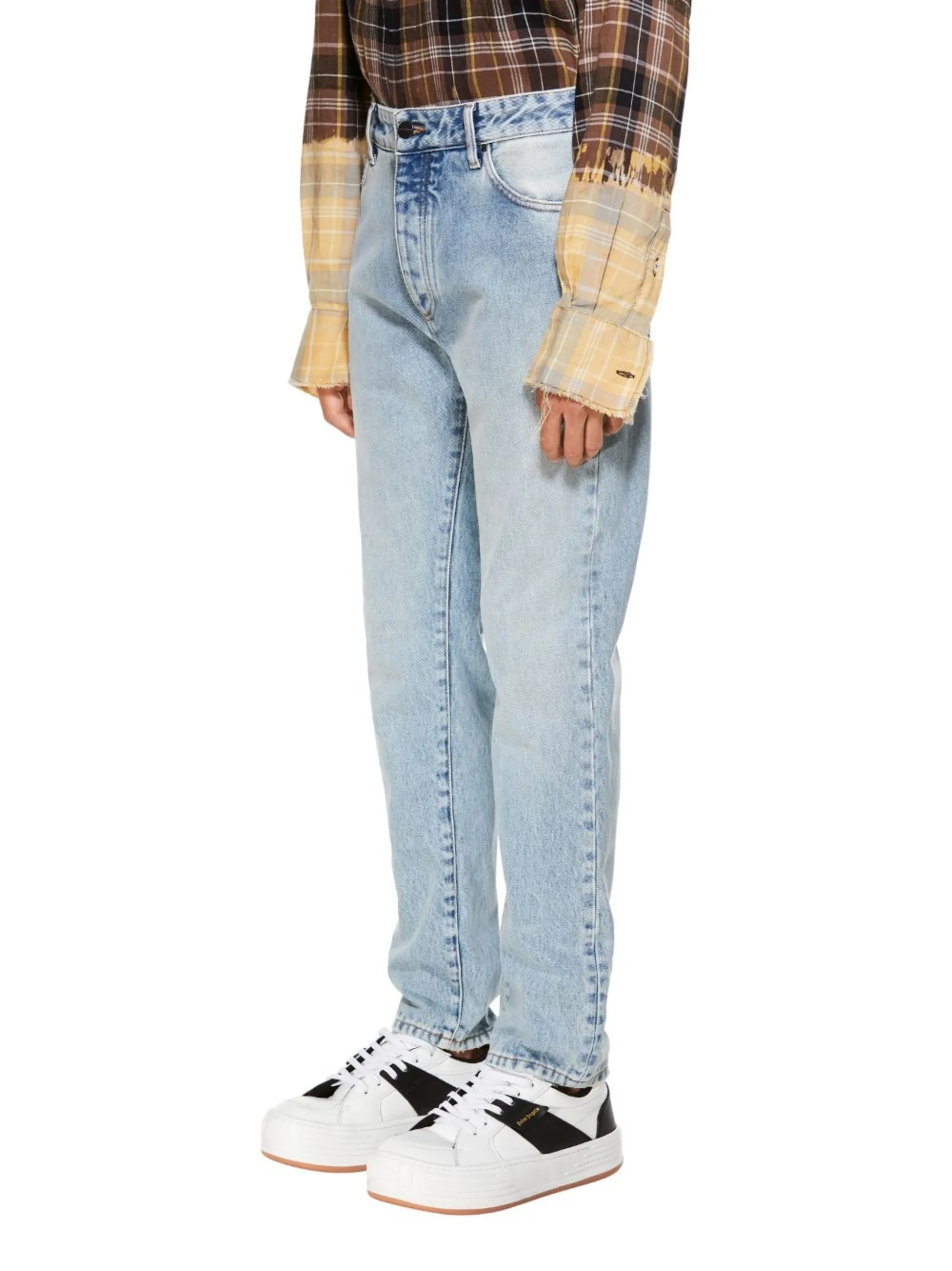 curved-logo print jeans